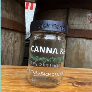 Clear Canna jar with black lock lid