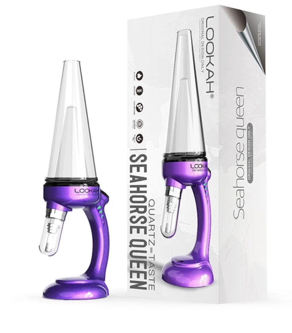 Purple Lookah Seahorse Queen quartz dab rig