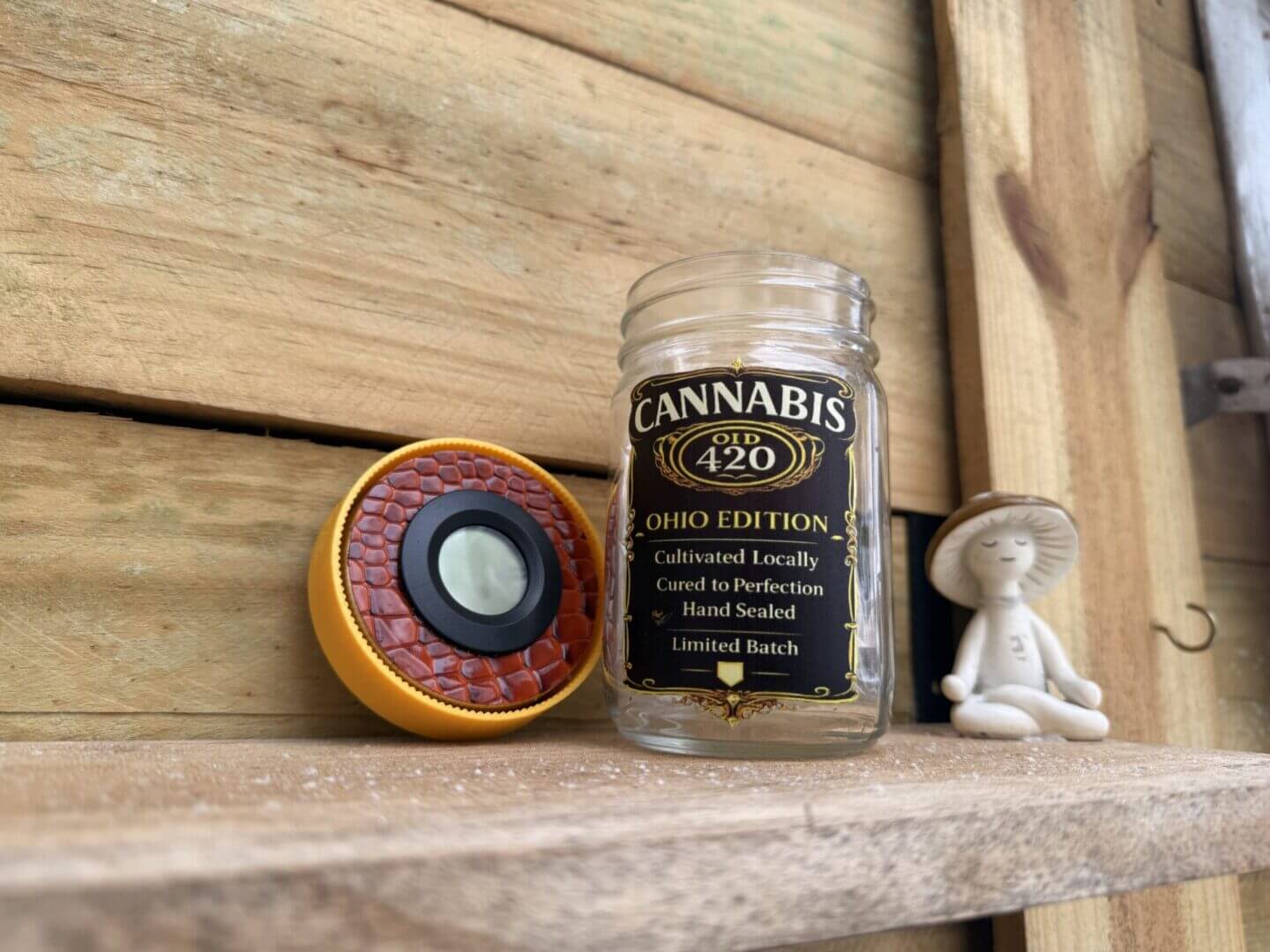 Cannabis 420 Ohio edition jar on shelf