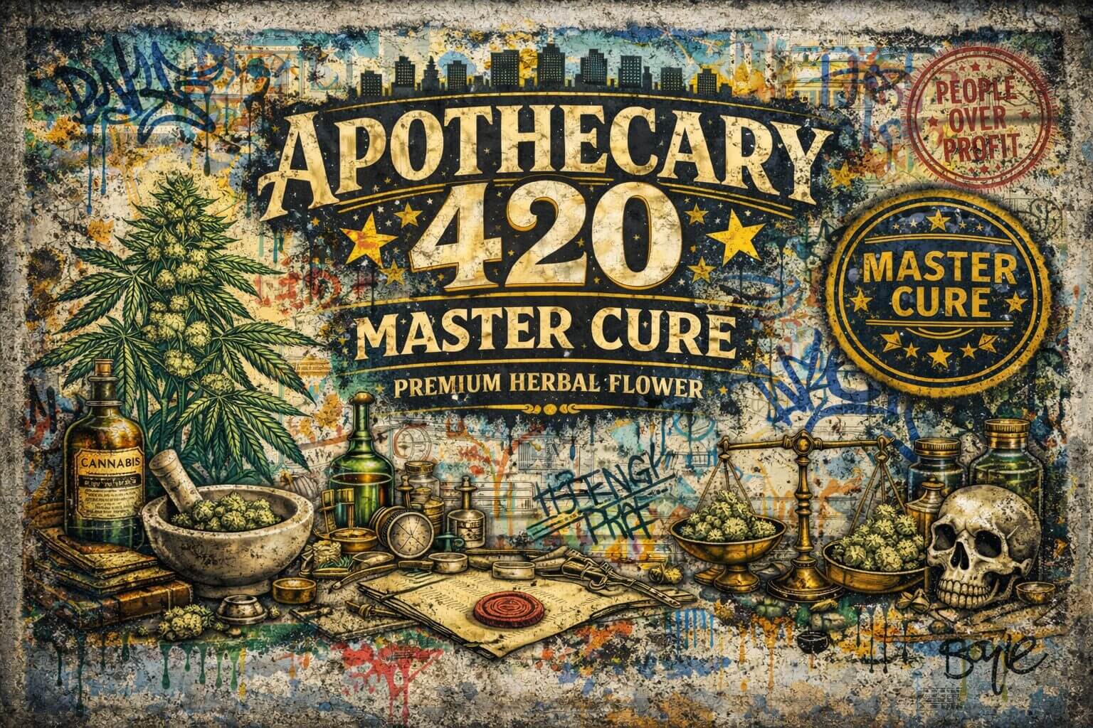 Grungy Apothecary 420 master cure herbal poster